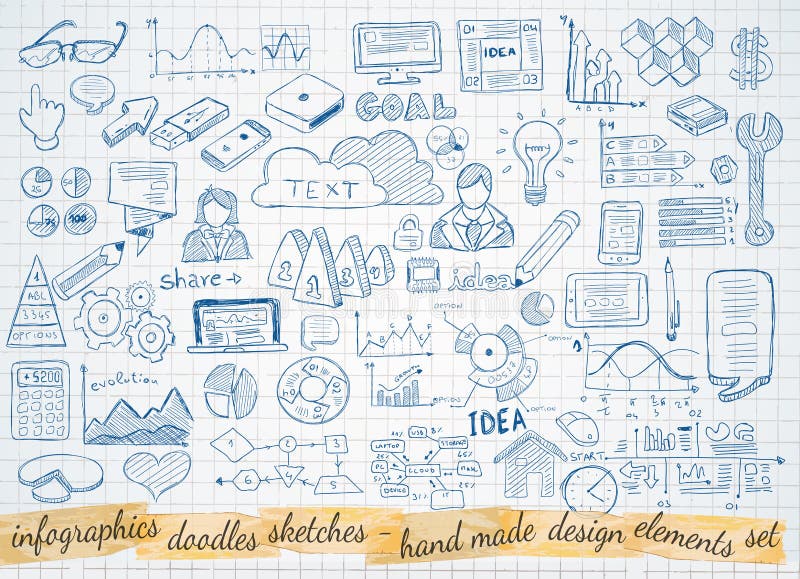 Bosquejo de los garabatos del negocio fijado: elementos del infographics aislados libre illustration Bosquejo de los garabatos del negocio fijado: elementos del infographics aislados libre illustration