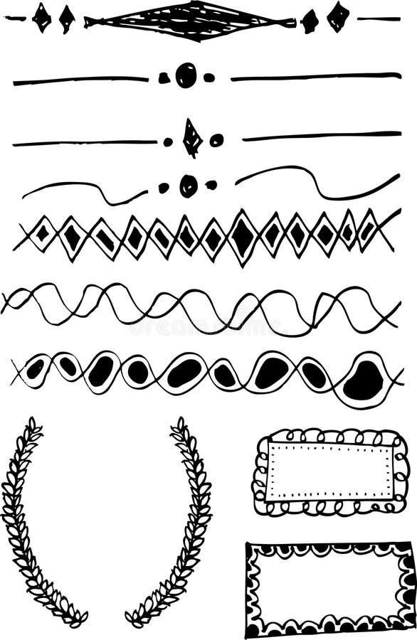 Bosquejo del drenaje de la mano, frontera stock de ilustración Bosquejo del drenaje de la mano, frontera stock de ilustración