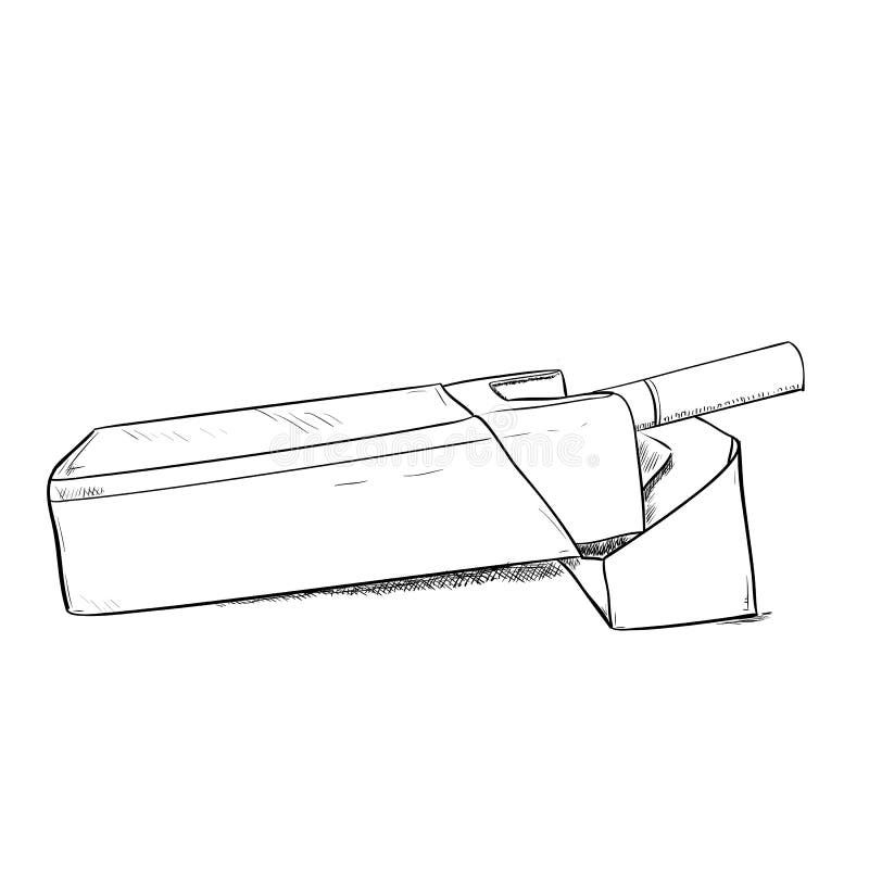 Bosquejo del vector de los cigarrillos del paquete stock de ilustración Bosquejo del vector de los cigarrillos del paquete stock de ilustración