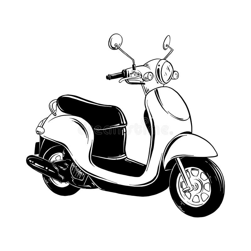 Bosquejo exhausto de la mano de la vespa en negro aislada en el fondo blanco Dibujo detallado del estilo de la aguafuerte del vin ilustración del vector Bosquejo exhausto de la mano de la vespa en negro aislada en el fondo blanco Dibujo detallado del estilo de la aguafuerte del vin ilustración del vector