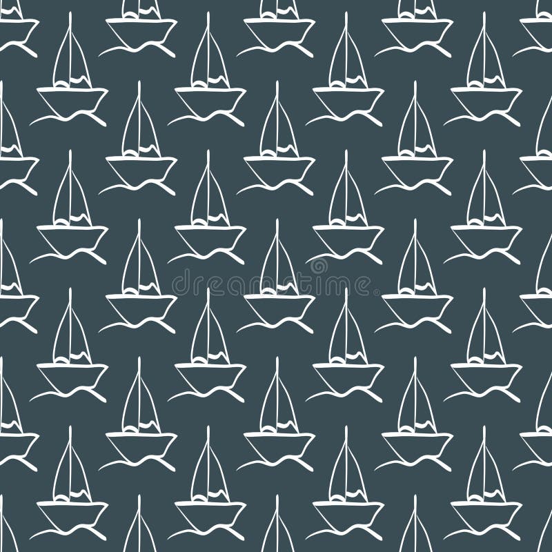 Bosquejo repetido de la mano de un velero en las ondas Modelo inconsútil libre illustration Bosquejo repetido de la mano de un velero en las ondas Modelo inconsútil libre illustration
