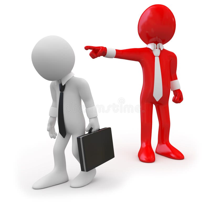 Boss dismissing an employee royalty free illustration