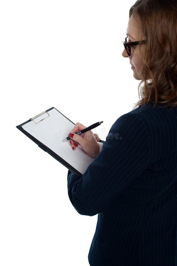 Boss Filling Out the Appraisal Form of Employees Stock Photo Image of