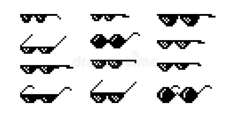 Pixel Art Glasses Thug Life Meme Glasses Isolated On White Background Stock Vector