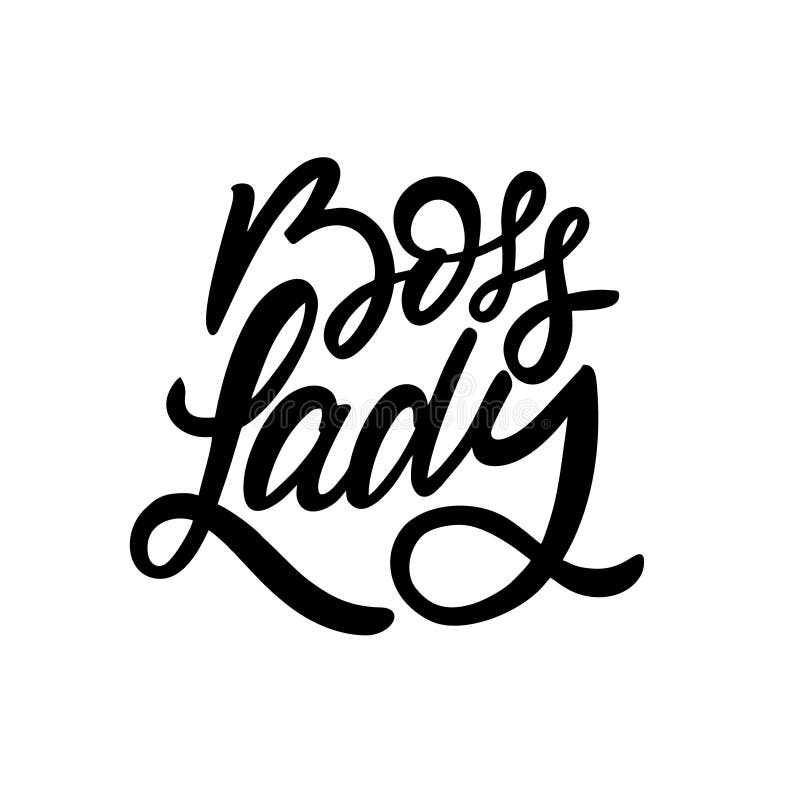 Boss Lady Handgeschriebener Satz Schwarzer Farbtext Vector-Illustration Isoliert auf weißem Hintergrund