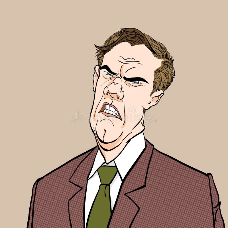 Bossage fâché Politicien contrarié Homme fâché Homme triste Politicien parlant E illustration stock Bossage fâché Politicien contrarié Homme fâché Homme triste Politicien parlant E illustration stock