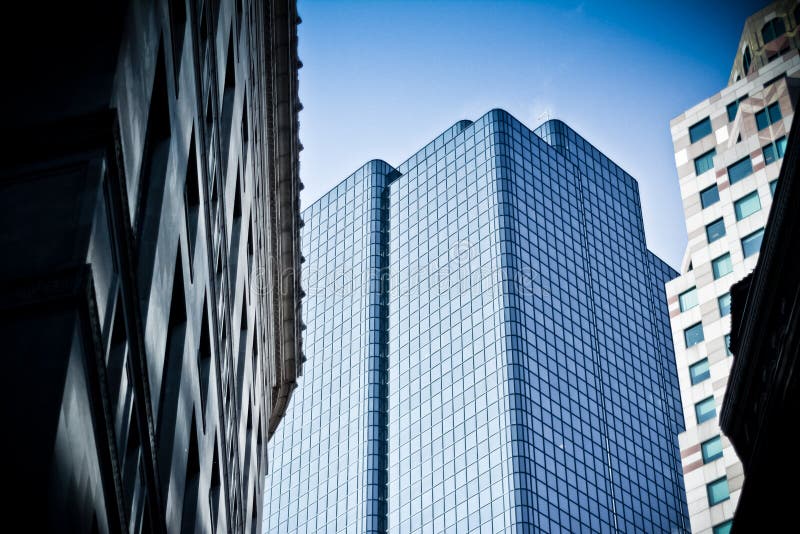 Boston city sky scrapers in winter