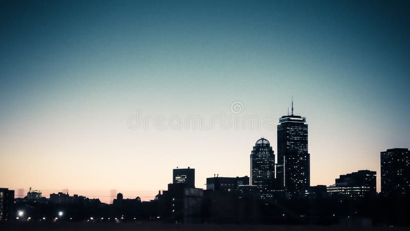 Boston city sky scrapers in winter