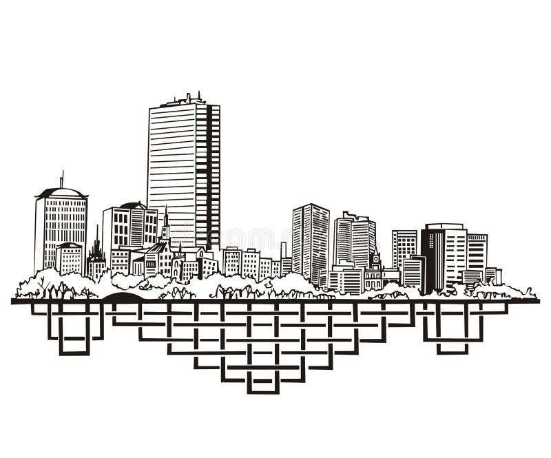 Boston, de Horizon van de doctorandus in de letteren vector illustratie Boston, de Horizon van de doctorandus in de letteren vector illustratie