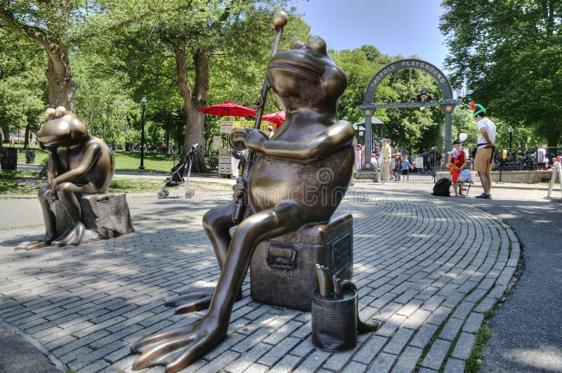 Boston Frogs in front of Boston Common Frog Pond