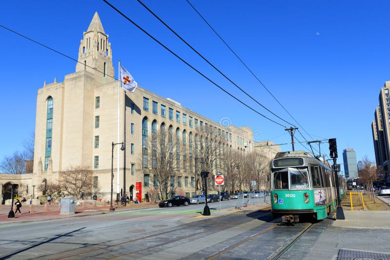 Boston University and Metro Green Line, MA, USA