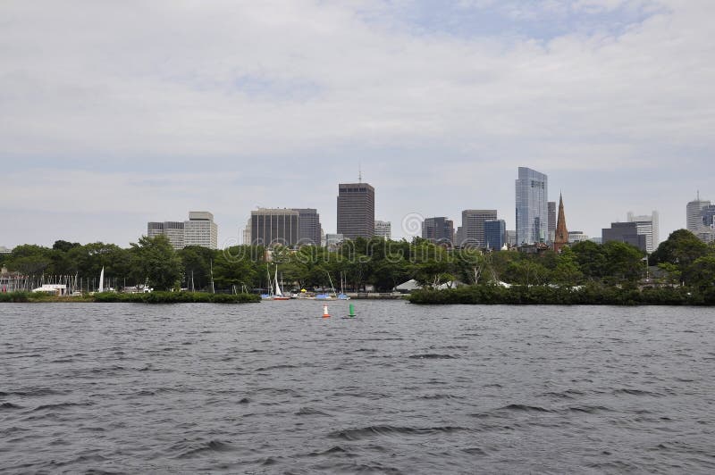 Boston Skyline from Charles River Cruise in Massachusettes State of USA stock image Boston Skyline from Charles River Cruise in Massachusettes State of USA stock image