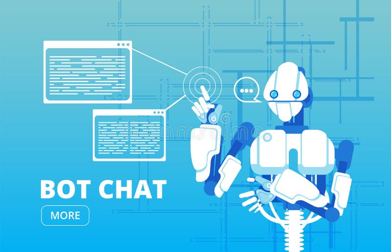 Bot chat. Robot supporter chatbot virtual assistance business vector concept royalty free illustration