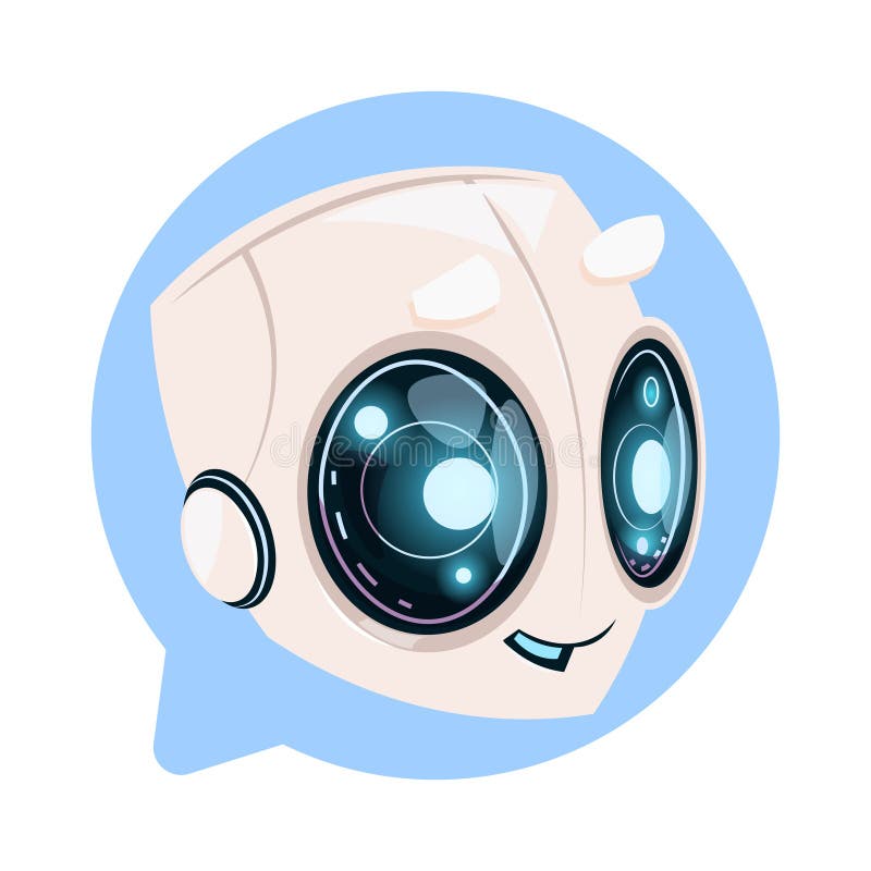 Bot do bate-papo bonito no conceito do ícone da bolha do discurso da tecnologia de Chatbot ou de Chatterbot ilustração stock Bot do bate-papo bonito no conceito do ícone da bolha do discurso da tecnologia de Chatbot ou de Chatterbot ilustração stock