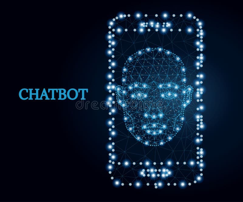 Chatbot, mobile app, blue 2 royalty free illustration