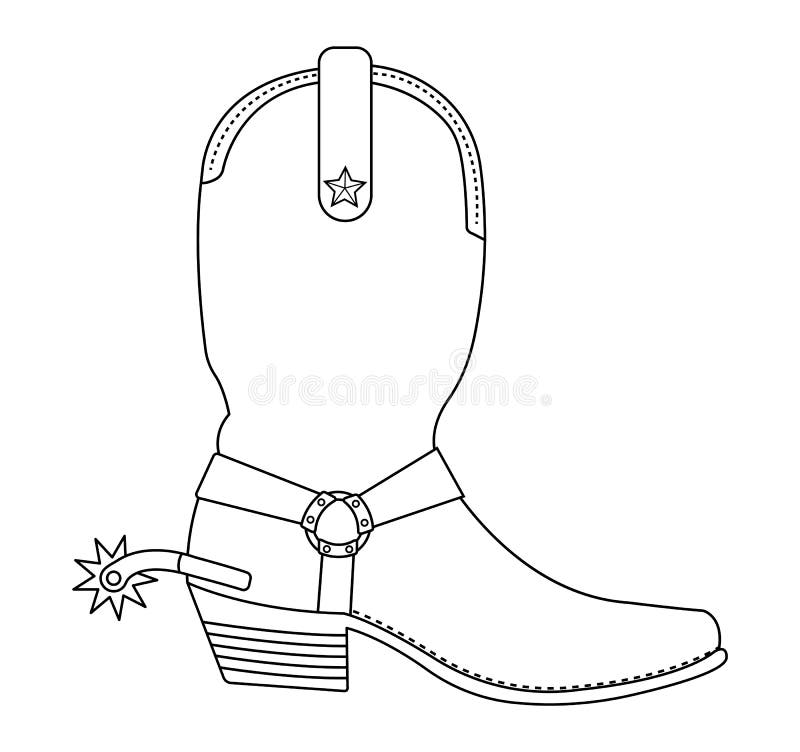 Bota de vaquero del oeste salvaje con el estímulo contorno libre illustration Bota de vaquero del oeste salvaje con el estímulo contorno libre illustration