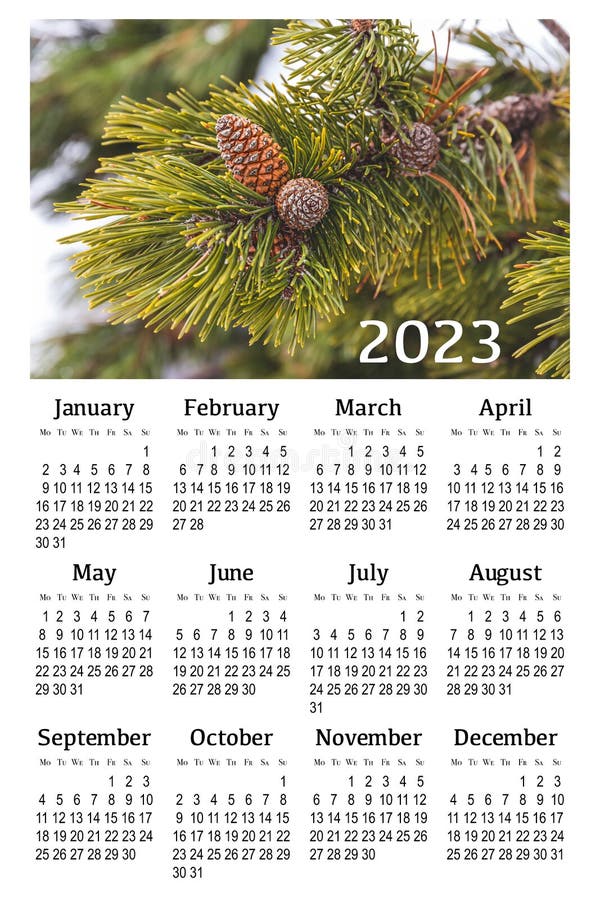 Botanical Calendar for 2023 Vertical Wall Calendar Stock Image Image