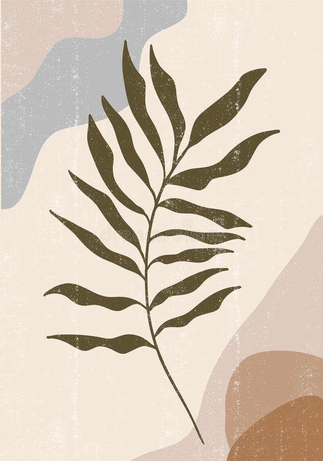 Botanical Leaves Print Boho Minimalist Wall Art Stock Vector