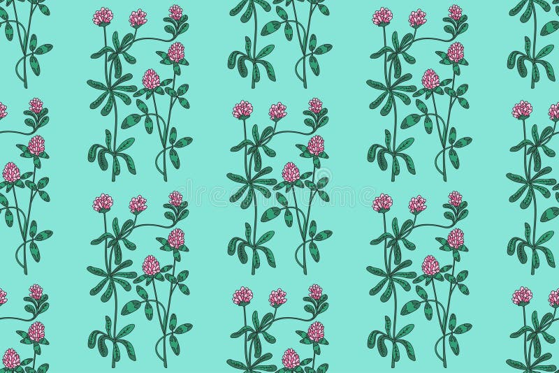 Botaniskt abstrakt, sömlöst mönster med vektorillustration av vilda blommor. Upprepat retroflormönster i ljus vektor illustrationer