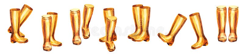 Botas de goma amarillas fijadas libre illustration Botas de goma amarillas fijadas libre illustration