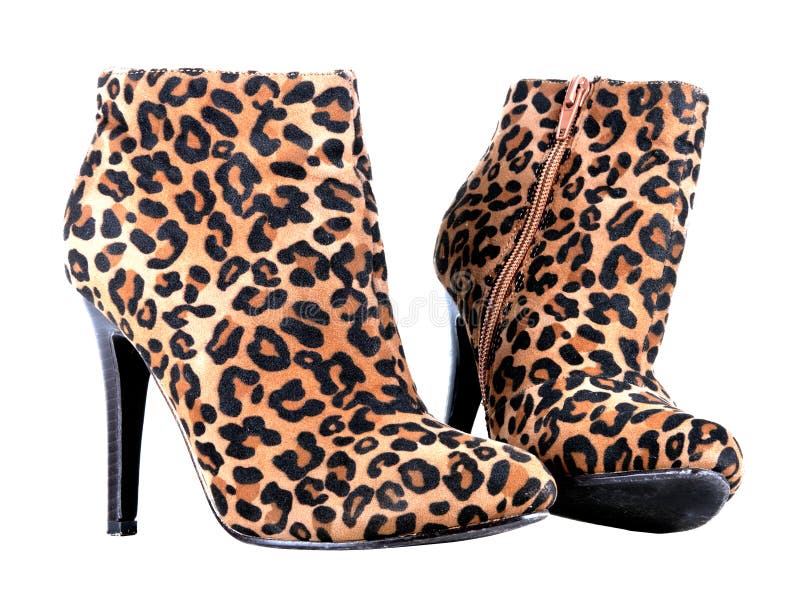 Botas del estampado leopardo fotografía de archivo Botas del estampado leopardo fotografía de archivo