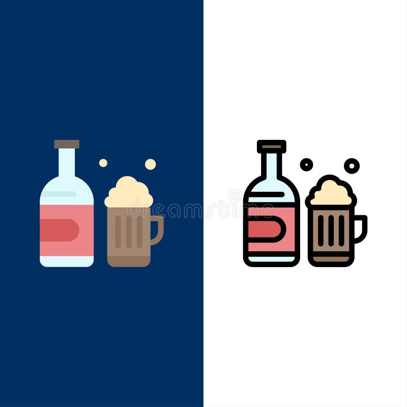 Botella, cerveza, taza, iconos de Canadá El plano y la línea icono llenado fijaron el fondo azul del vector libre illustration Botella, cerveza, taza, iconos de Canadá El plano y la línea icono llenado fijaron el fondo azul del vector libre illustration