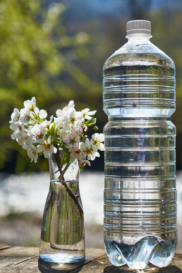 Botella con agua potable limpia imágenes de archivo libres de regalías