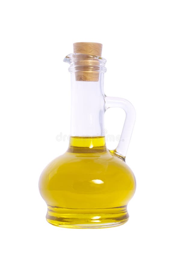 Botella de aceite de oliva aislada en el fondo blanco fotos de archivo