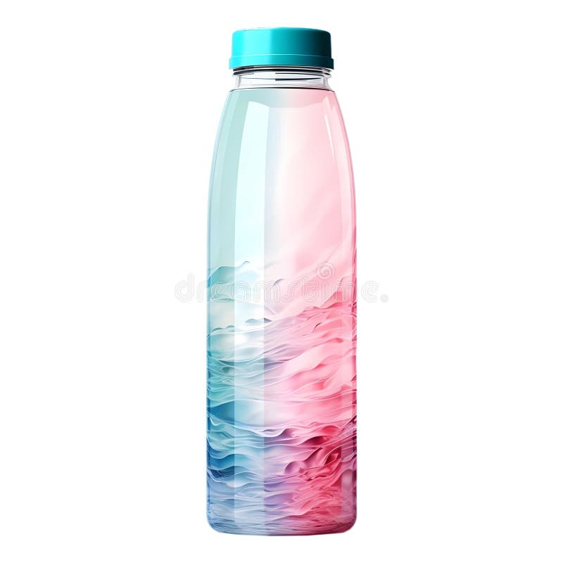 Botella de agua colorida sobre fondo transparente Ai generada ilustración del vector