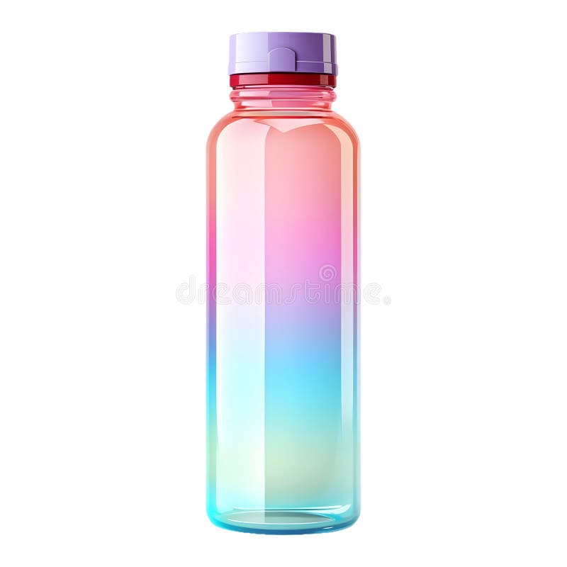 Botella de agua colorida sobre fondo transparente Ai generada ilustración del vector