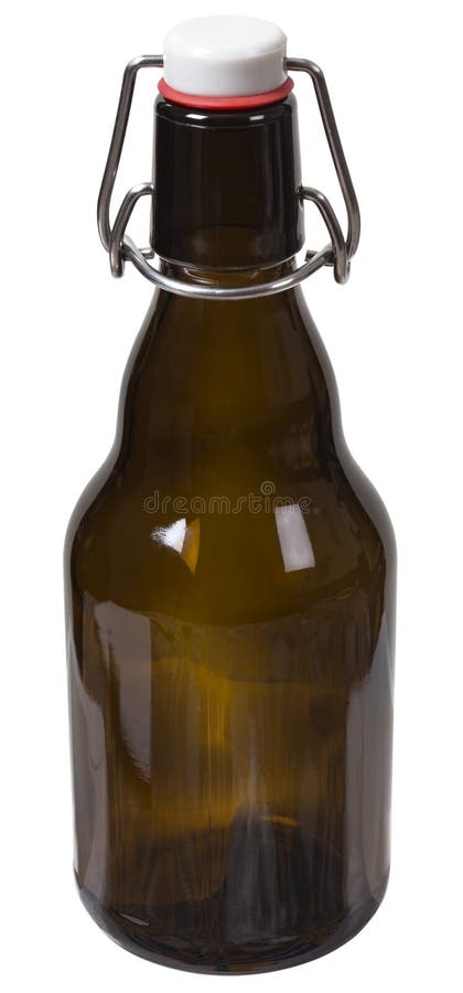 Botella de cristal vacía con el control cerrado del casquillo aislado imagen de archivo Botella de cristal vacía con el control cerrado del casquillo aislado imagen de archivo