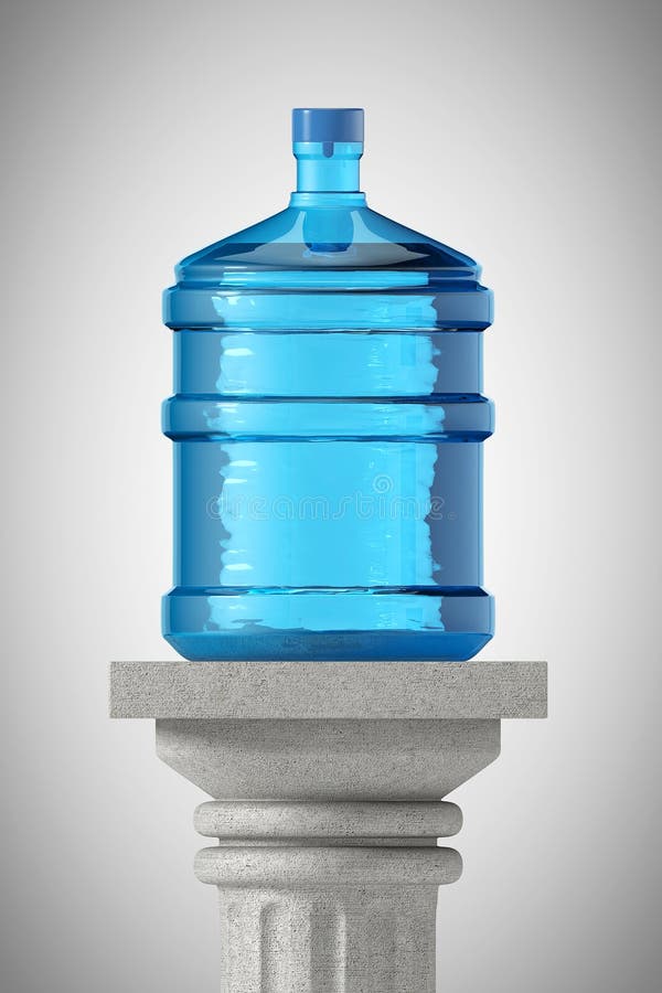 Botella grande de agua sobre la columna griega clásica de piedra libre illustration Botella grande de agua sobre la columna griega clásica de piedra libre illustration