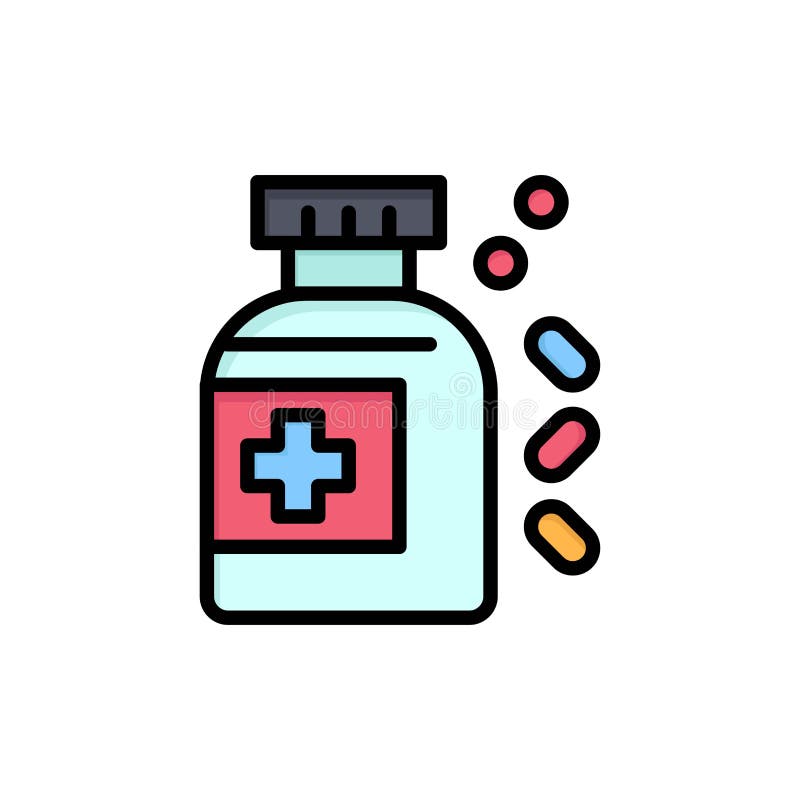 Botella, medicina, icono plano del color de la tableta Plantilla de la bandera del icono del vector ilustración del vector Botella, medicina, icono plano del color de la tableta Plantilla de la bandera del icono del vector ilustración del vector