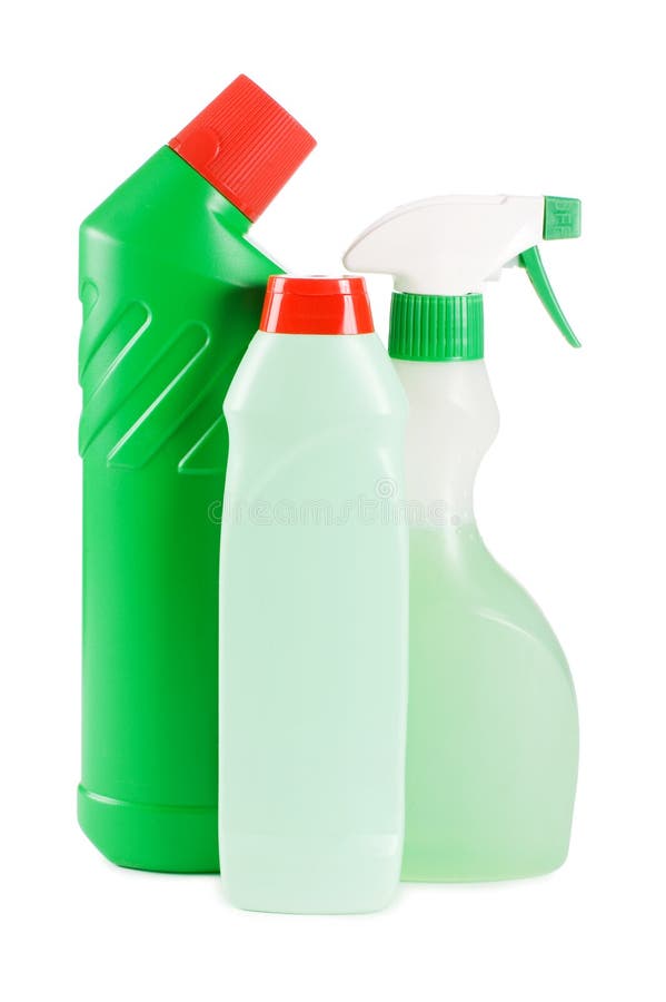 Botella plástica con el detergente