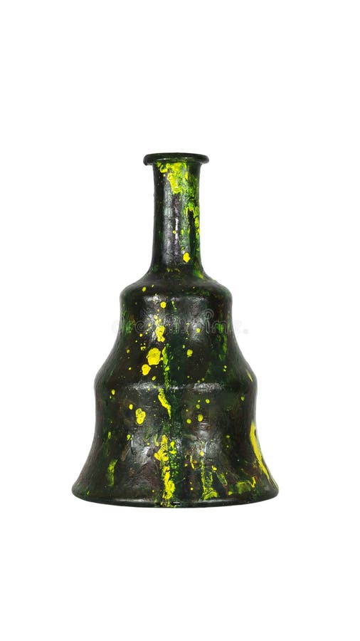 Botella vieja del vintage pintada y adornada con la cera aislada en Wh imagenes de archivo Botella vieja del vintage pintada y adornada con la cera aislada en Wh imagenes de archivo