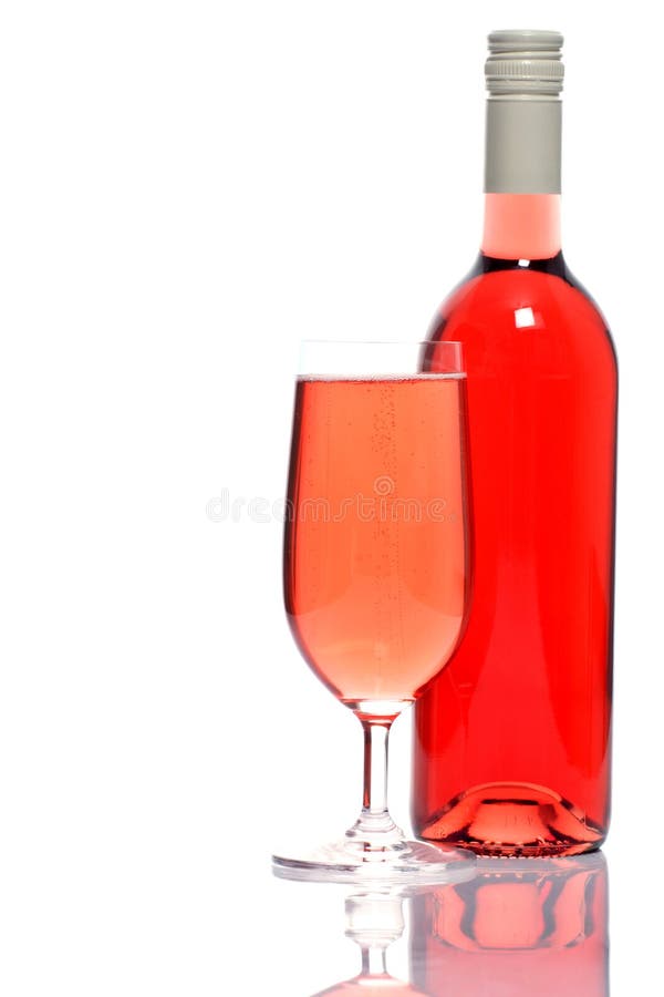 Bottle and glass of rose wine, ready to celebrate. Bottle and glass of rose wine, ready to celebrate