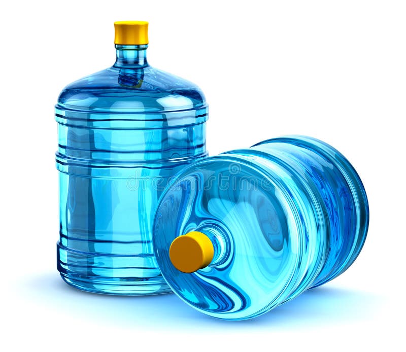 Botellas De Agua Plásticas De La Bebida De Dos 19 Litros O De 5 Galones  Stock de ilustración - Ilustración de claro, pureza: 78134114