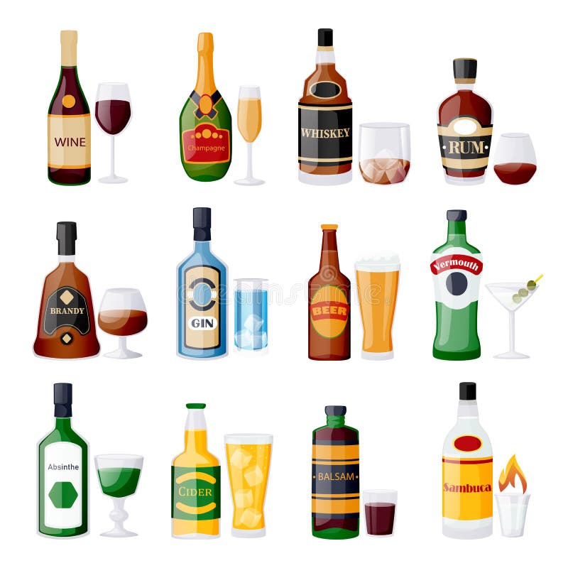 Elegante Botella De Alcohol Con Dibujos Animados De Cristal Adhesivo De  Vinilo Con Icono 