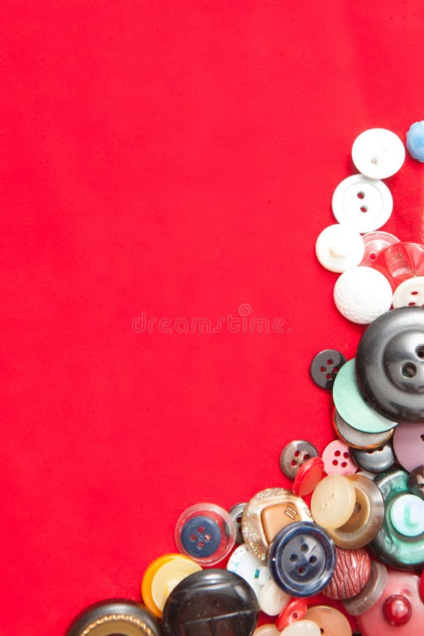 Botones De Costura Del Vintage Que Enmarcan El Fondo De La Tela Imagen