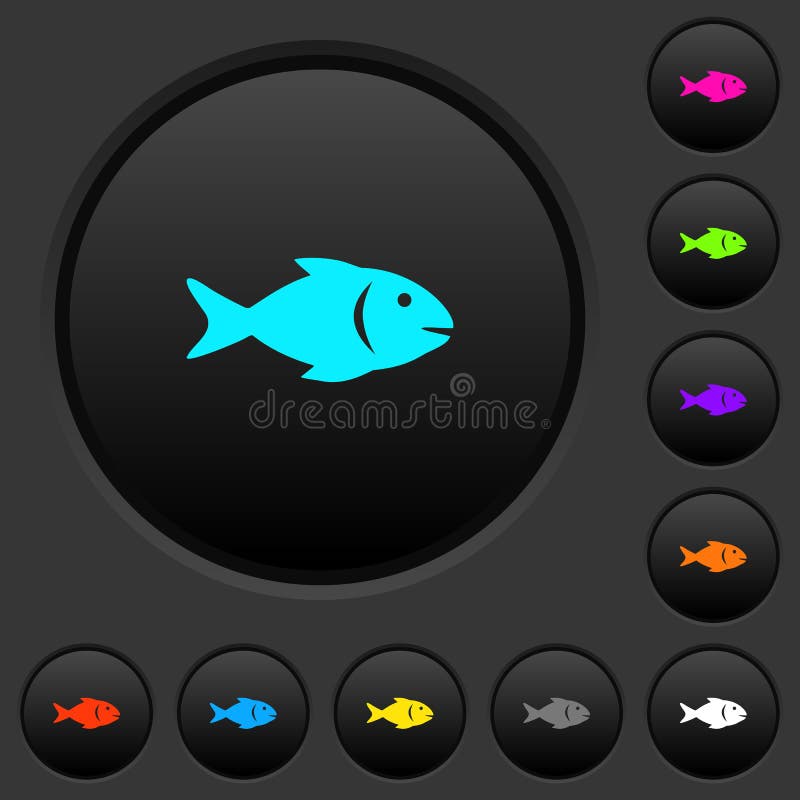 Botones de inserción oscuros de peces con iconos de color stock de ilustración