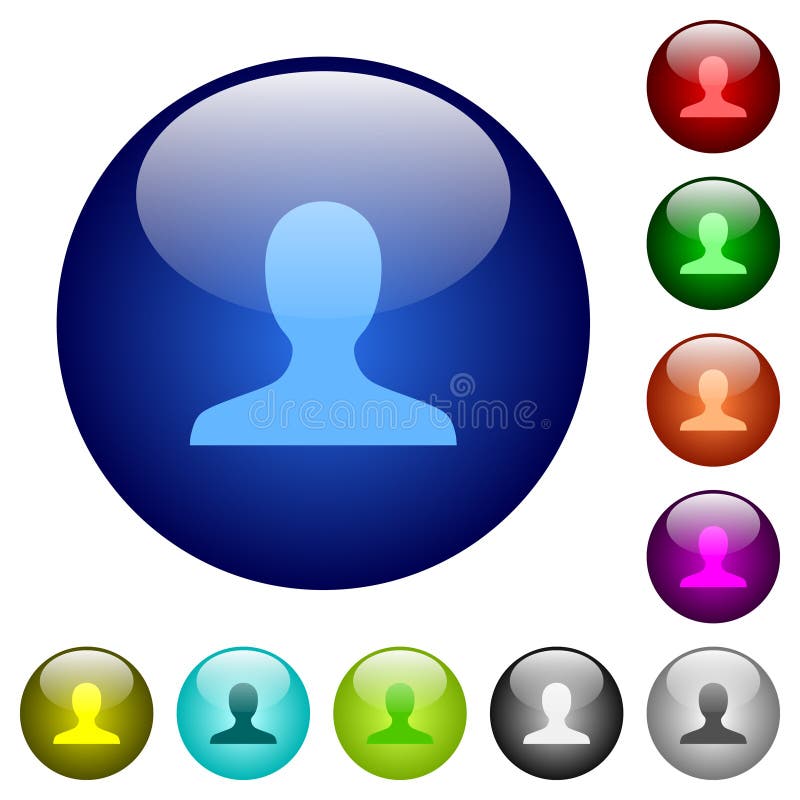 Botones de vidrio color avatar de usuario en blanco ilustración del vector
