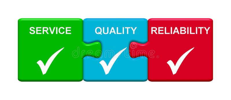 3 botones del rompecabezas que muestran confiabilidad de la calidad del servicio ilustración del vector 3 botones del rompecabezas que muestran confiabilidad de la calidad del servicio ilustración del vector