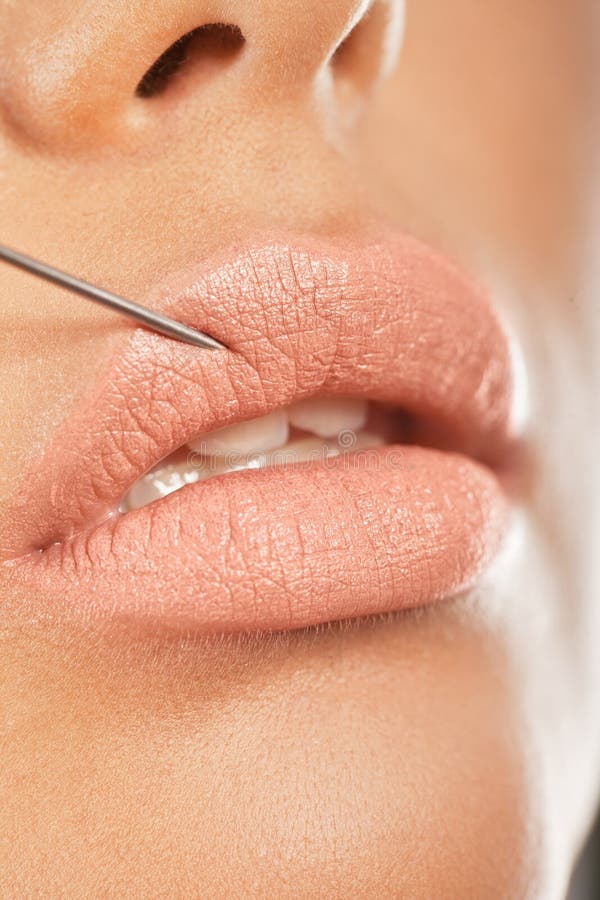Botox Injection In The Lip stock image Botox Injection In The Lip stock image
