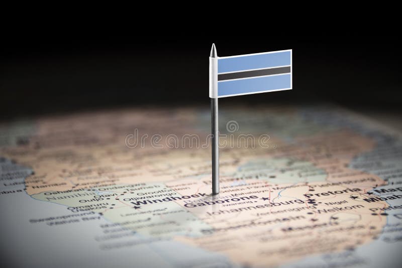 Botswana marked with a flag on the map. Botswana political map stock images, royalty-free photos and pictures