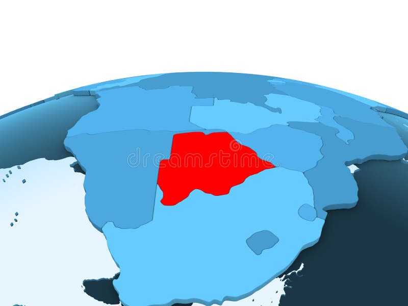 Botswana na błękitnej politycznej kuli ziemskiej ilustracji Botswana na błękitnej politycznej kuli ziemskiej ilustracji
