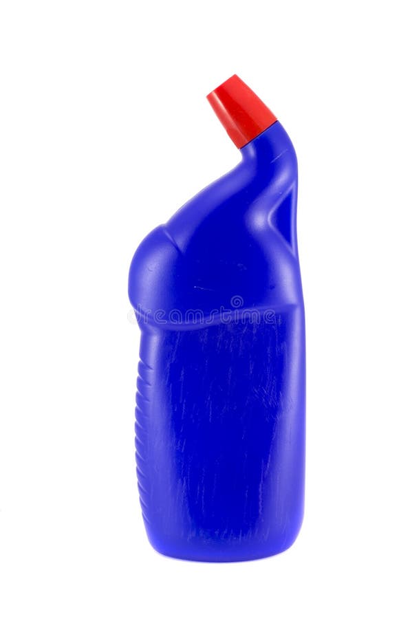 Bottiglia blu del liquido di pulizia per la pulizia del bagno e del ... Pulizia del bagno