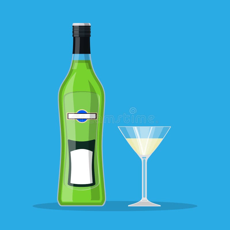 Bottiglia del vermut con vetro illustrazione vettoriale Bottiglia del vermut con vetro illustrazione vettoriale