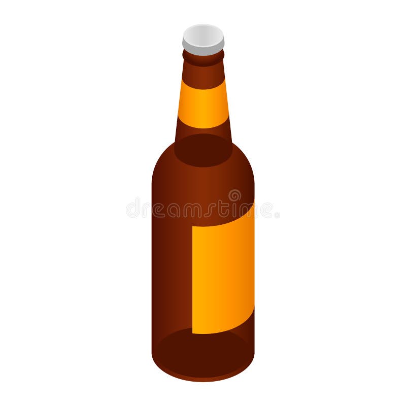 Bottle of beer icon. Isometric of bottle of beer vector icon for web design isolated on white background. Bottle of beer icon. Isometric of bottle of beer vector icon for web design isolated on white background