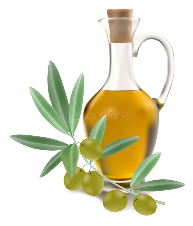 Bottiglia dell'olio di oliva con le olive illustrazione di stock Bottiglia dell'olio di oliva con le olive illustrazione di stock