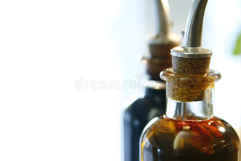 Bottiglia dell'olio di oliva vergine supplementare e della vite balsamica